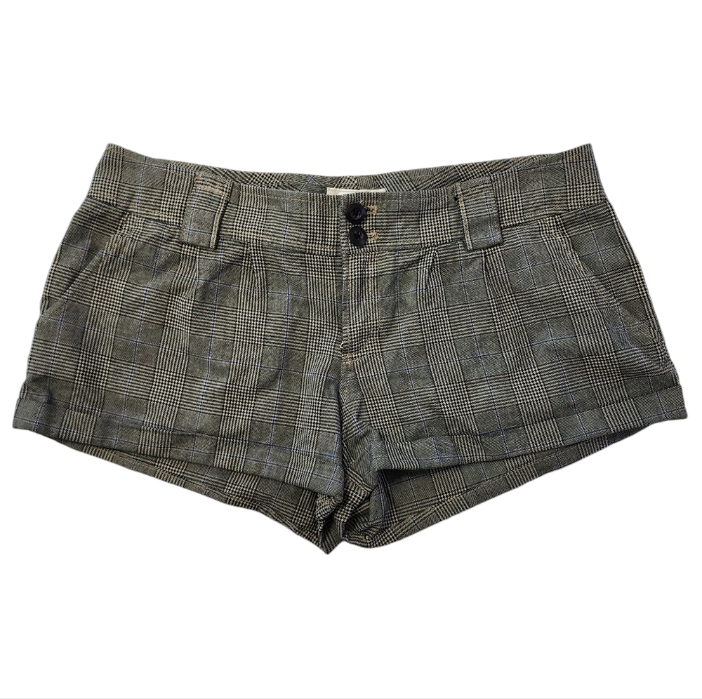 American Eagle Outfitters plaid shorts Black/Beige‎ Size 8  Early 2000s